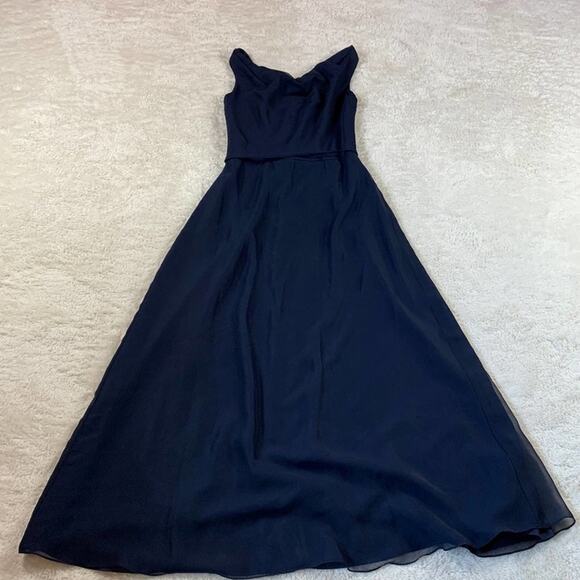 Eden Maids Bridals Navy sleeveless belted a line maxi formal dress, size 10 - Picture 3 of 11